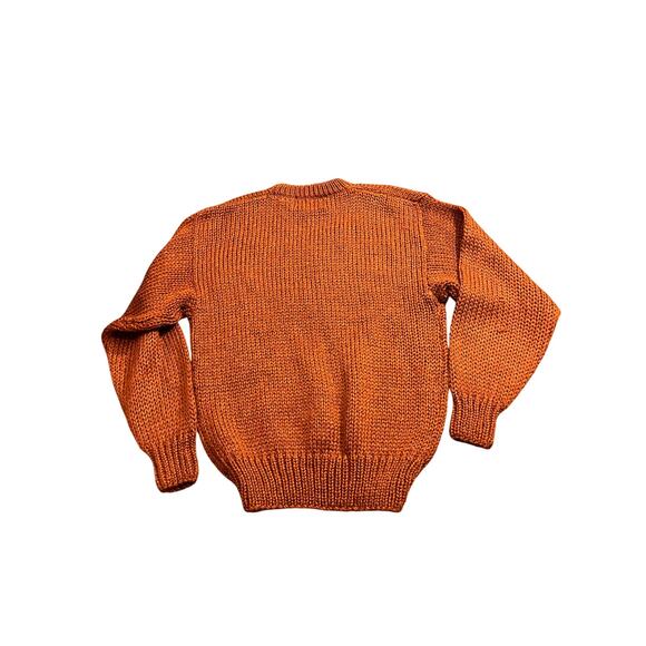 Vintage Crocheted Korea‎ Fall Autumnal Orange Sweater Granny Knitted Size Large - Picture 5 of 8